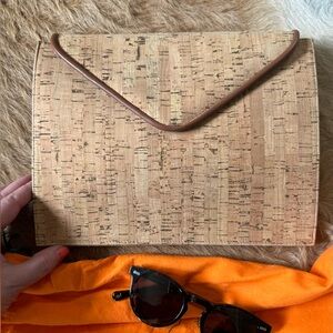 Oversized Cork and Leather clutch bag